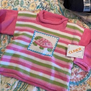Turtle Sweater NEW Pink Green 24M